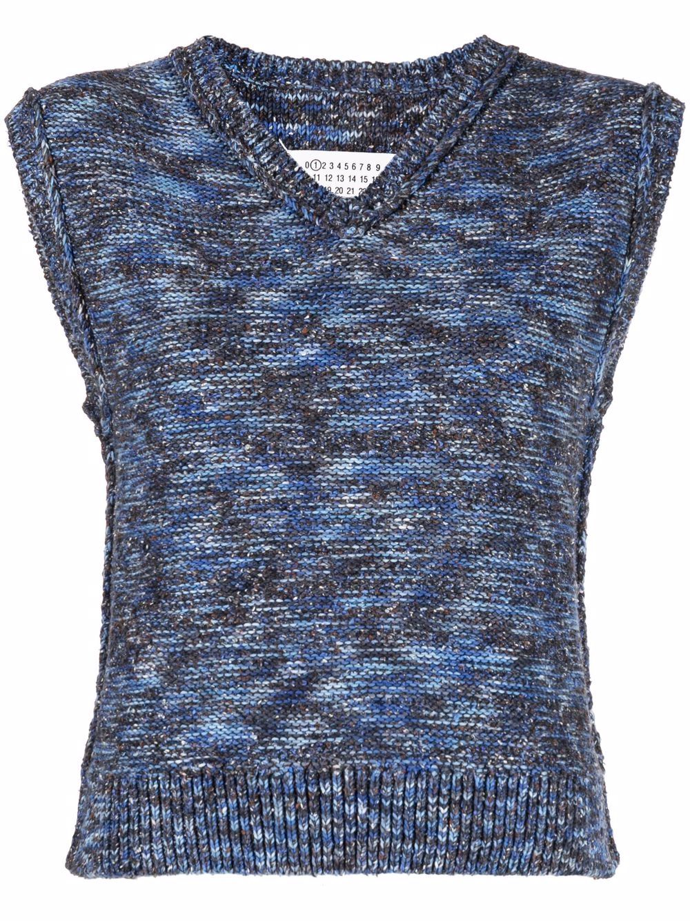 Melange-knit vest - Blue