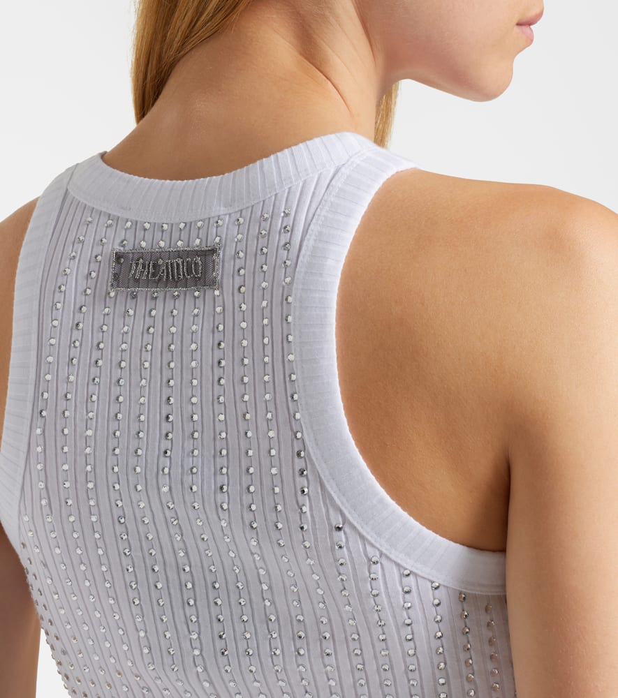 Embellished cotton jersey tank top