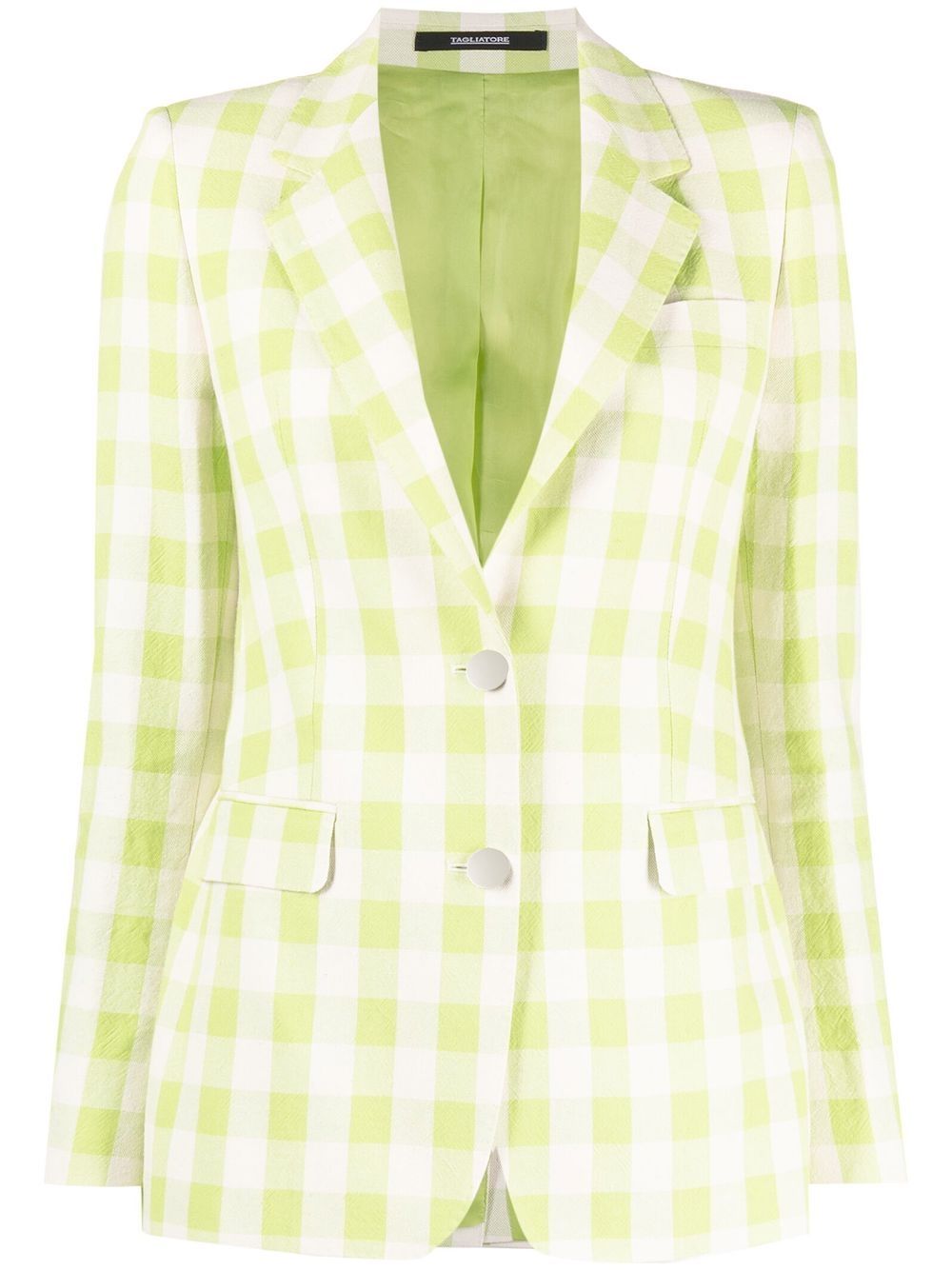 Check-print single-breasted blazer - Green