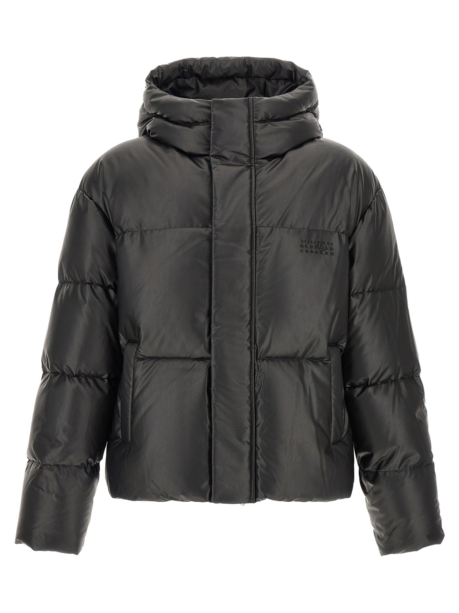 Lacquered Finish Down Down Jacket — Black