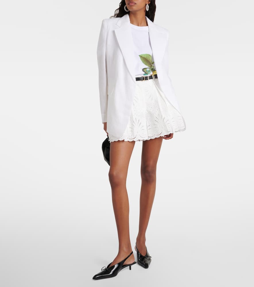 Self-Portrait High-rise embroidered cotton shorts