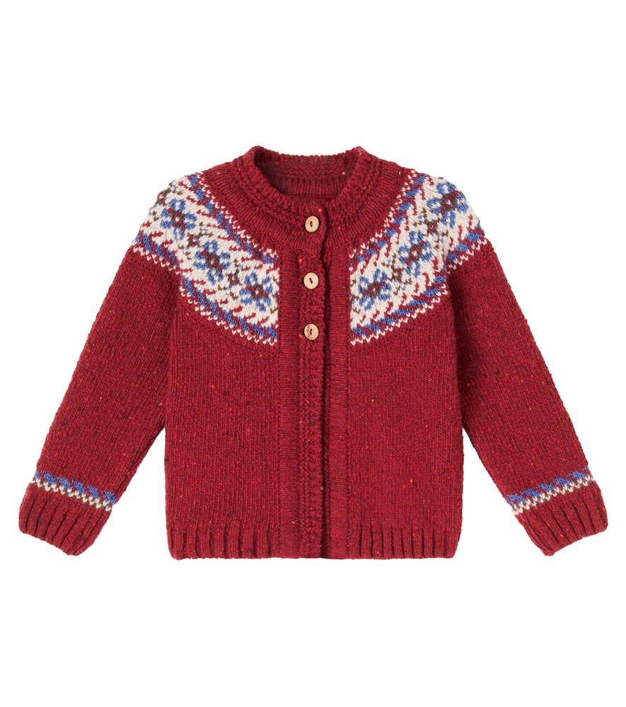 Intarsia wool-blend cardigan
