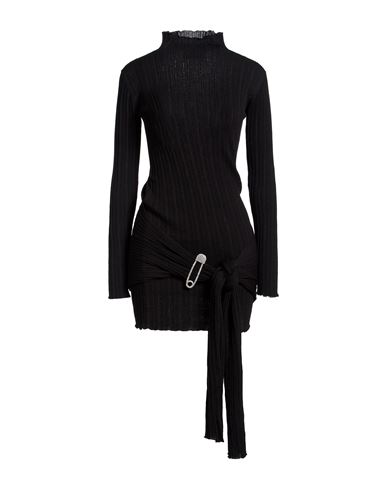 Woman Mini dress Black Size L Merino Wool, Acrylic, Polyamide