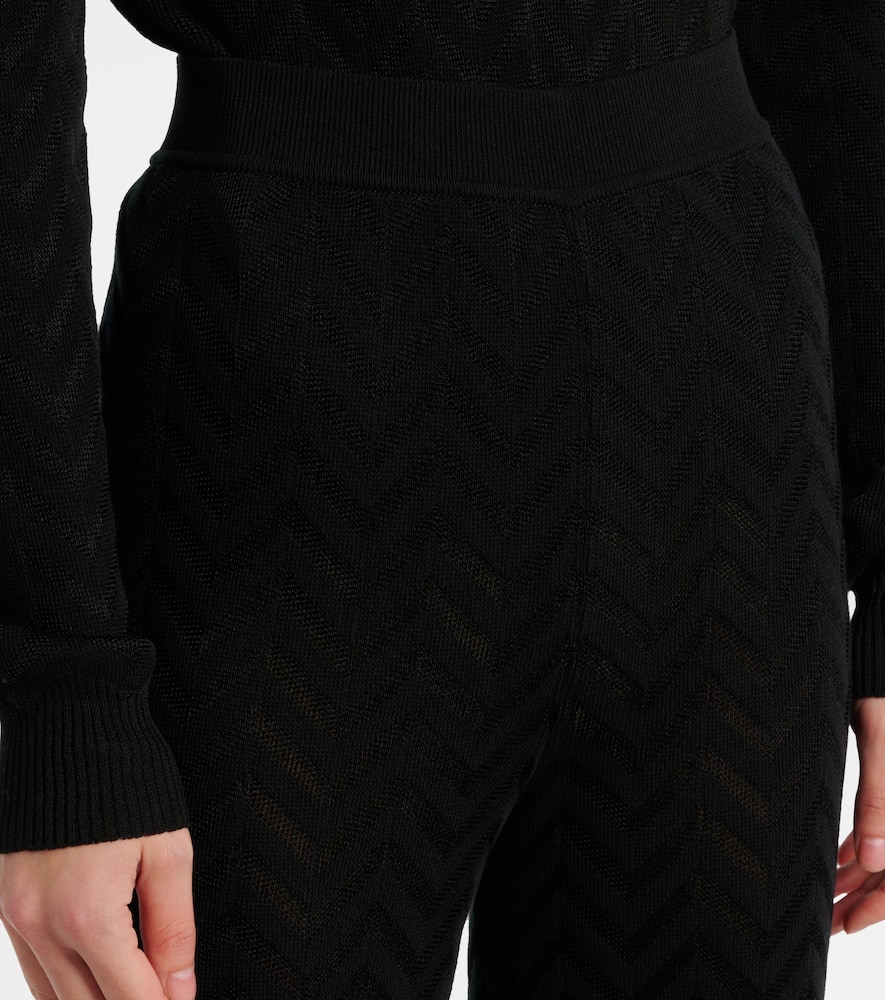 High-rise cotton-blend wide-leg pants