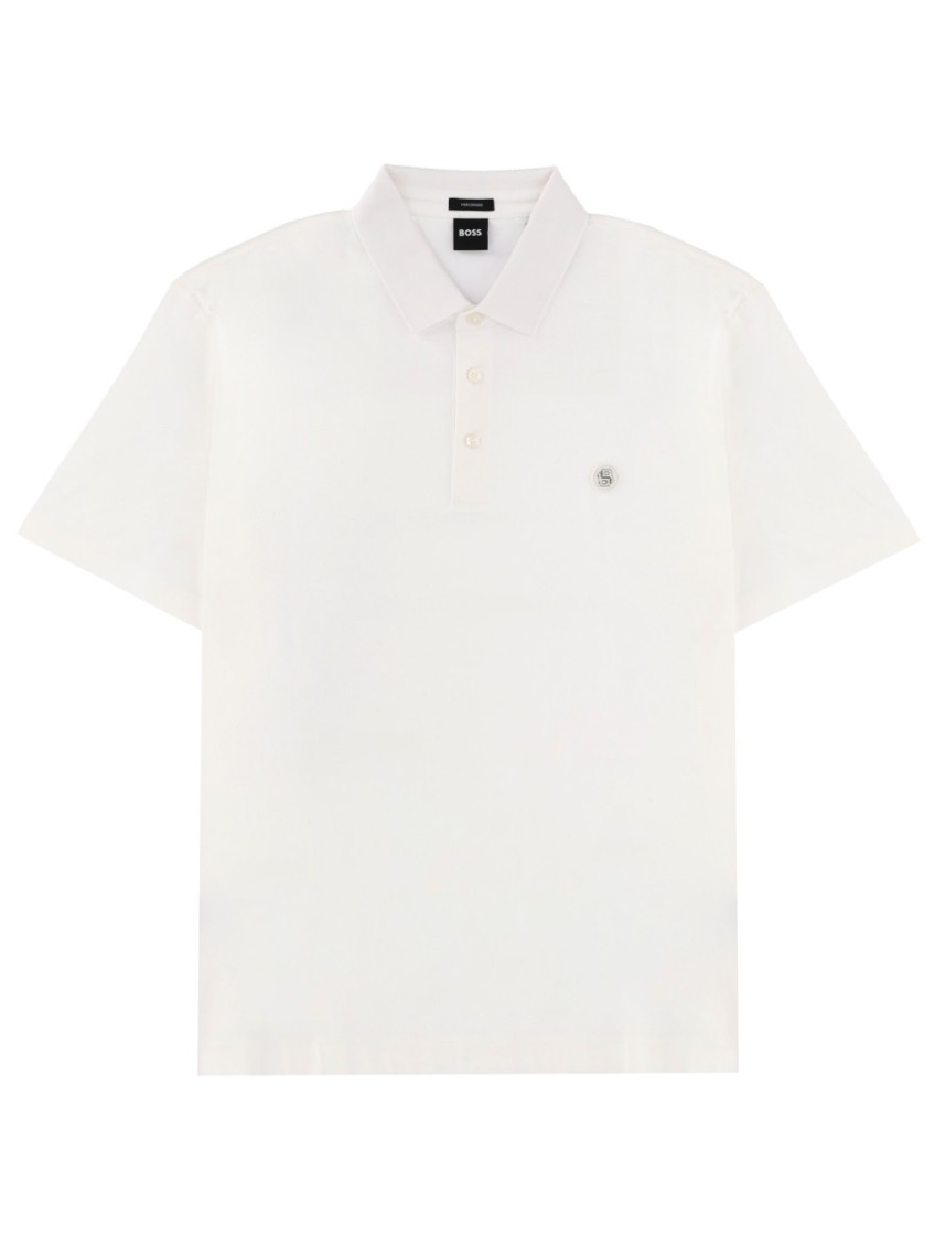 White Logo Shirt Collar Polo