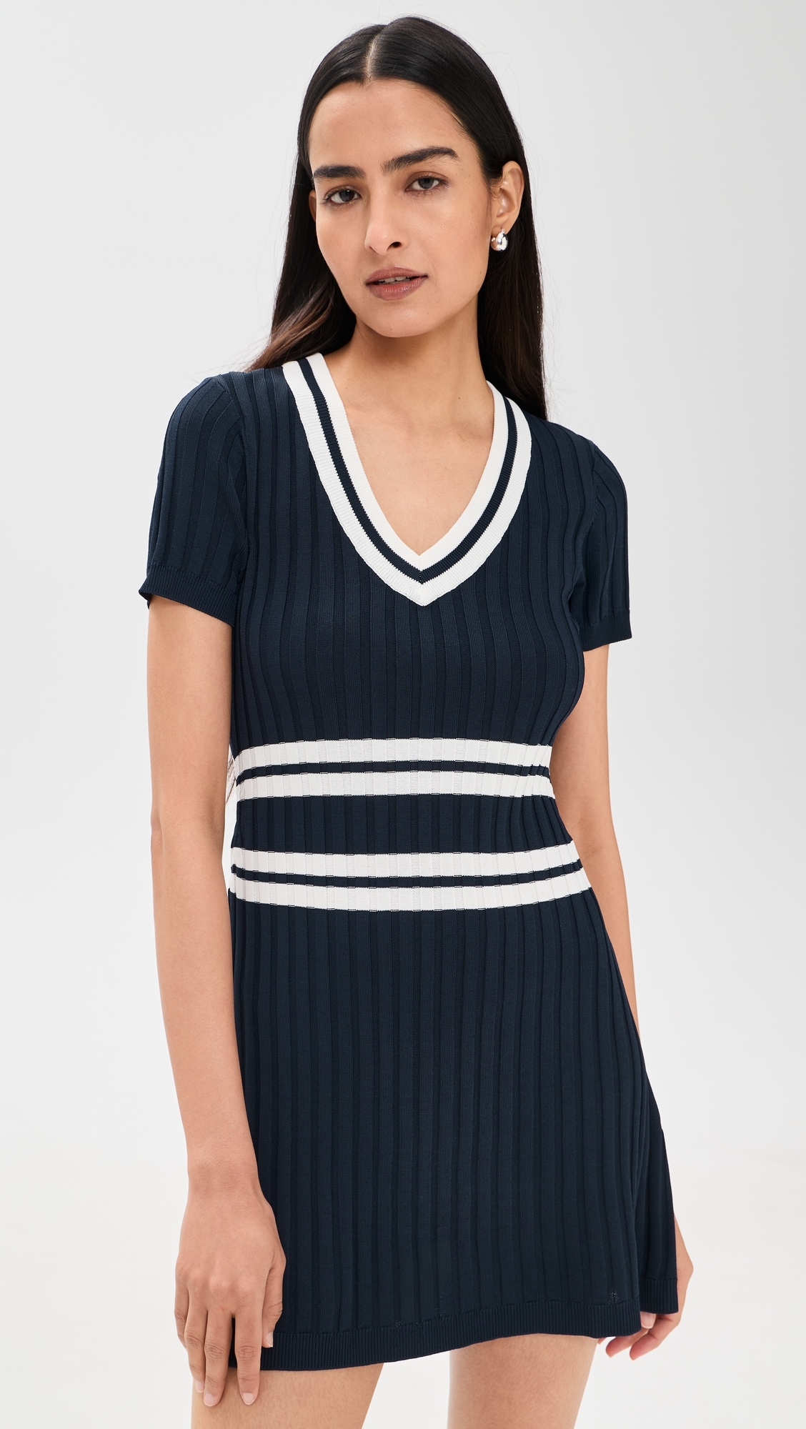 Knit Pleated Dress Navy
