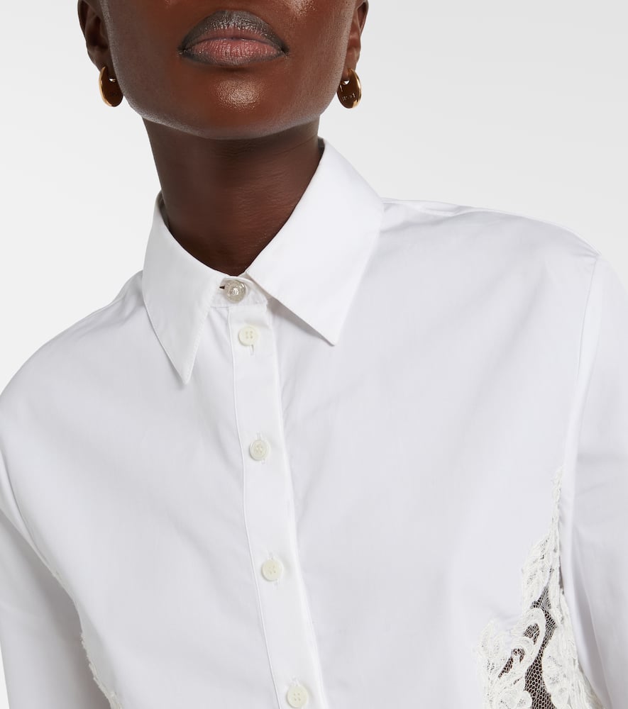 Lace-trimmed cotton poplin shirt