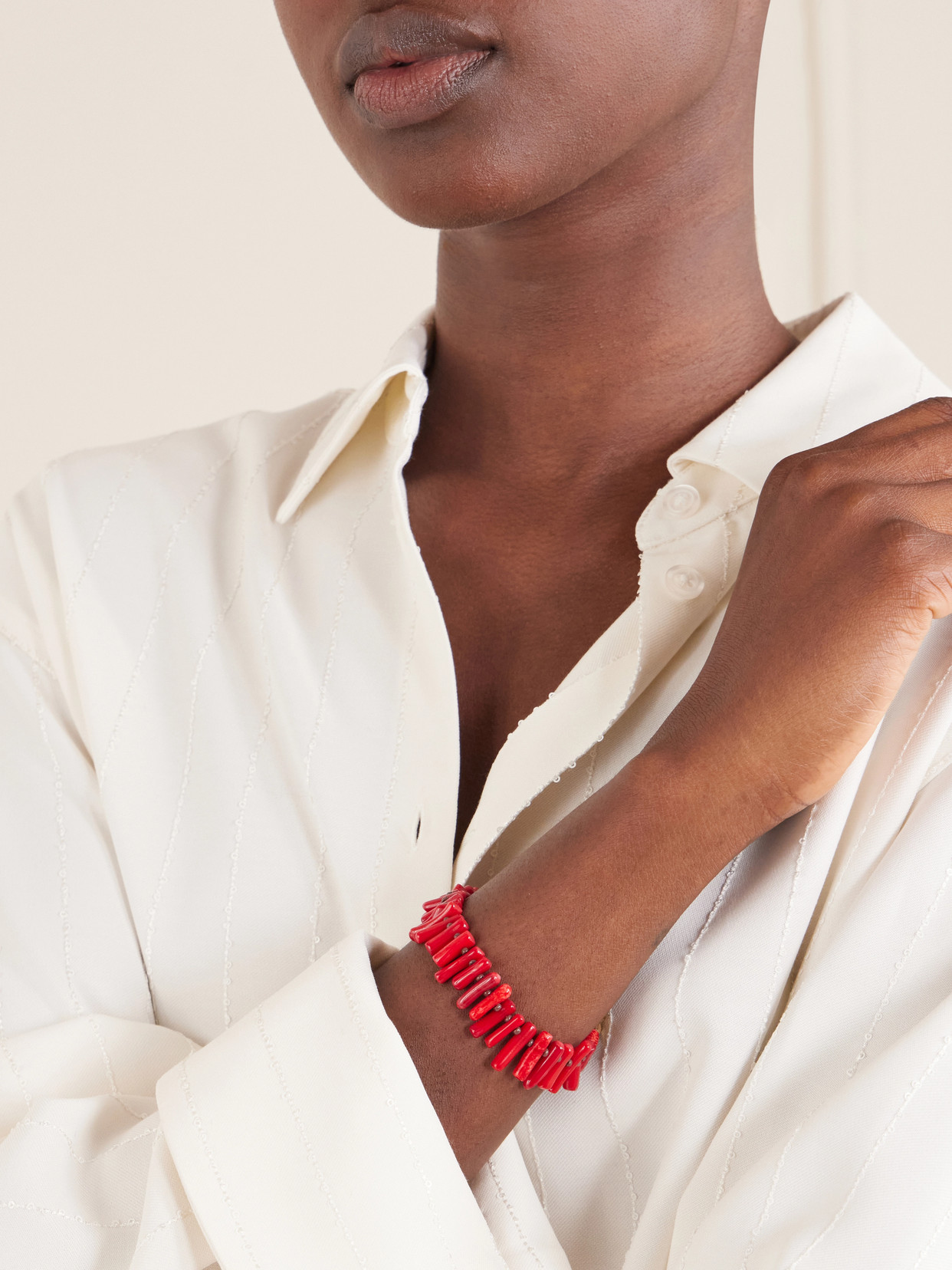 The Coral Branch Beaded Bracelet - Red