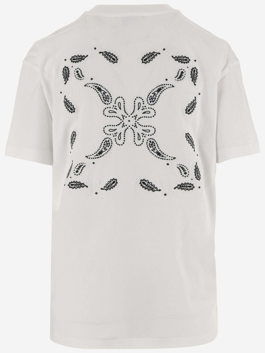 Arrow-embroidered cotton T-shirt