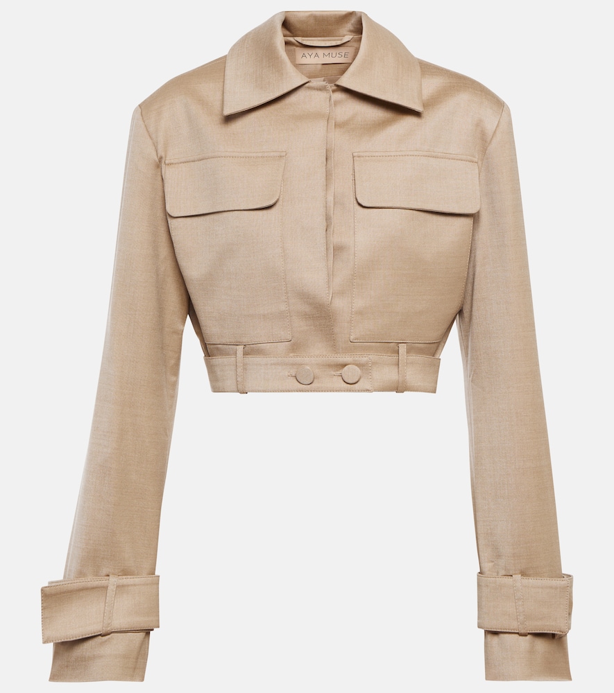Cropped wool-blend jacket