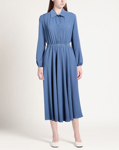 Woman Midi dress Slate blue Size 10 Polyester