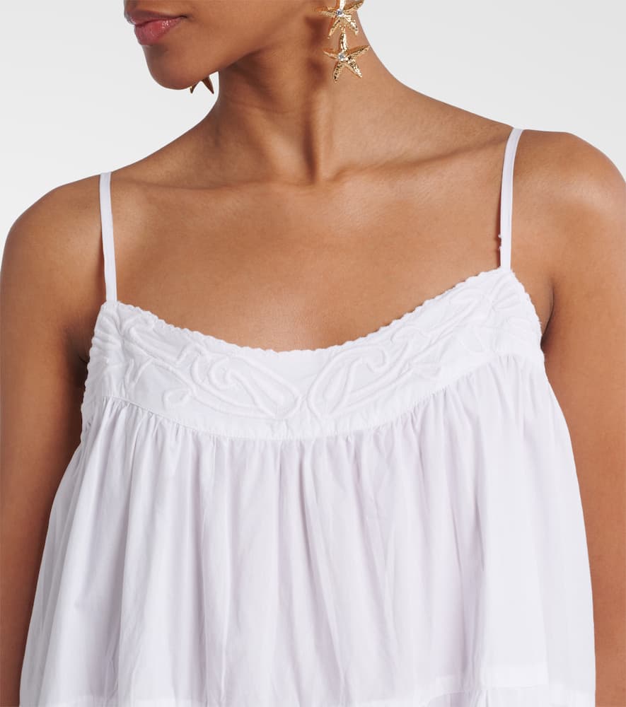 Embroidered cotton poplin slip dress