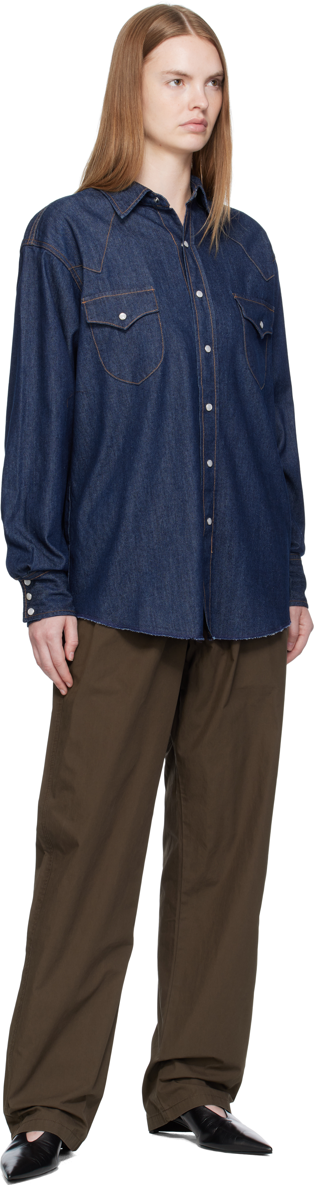 SSENSE Exclusive Blue Denim Western Shirt