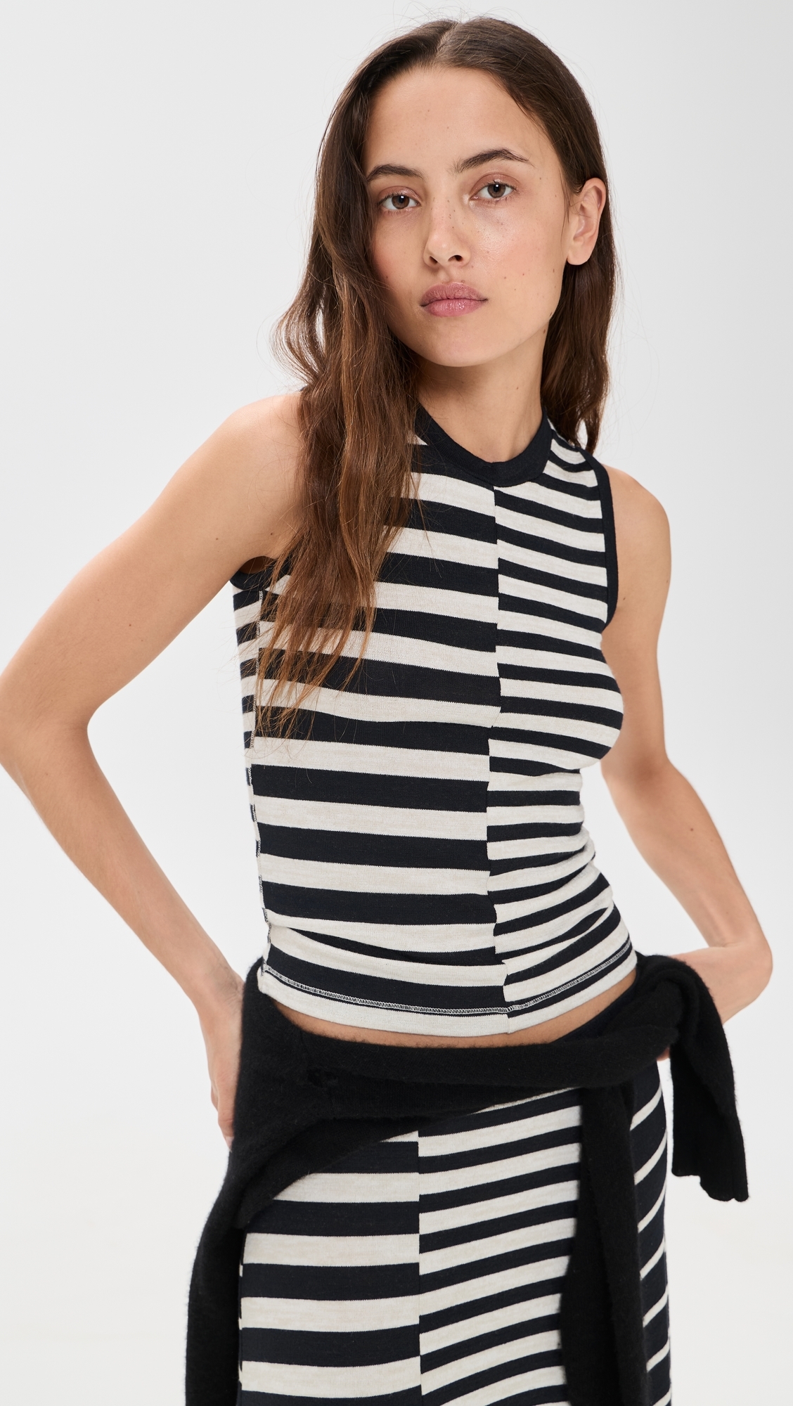 The Knit Mixed Stripe Tank salmt