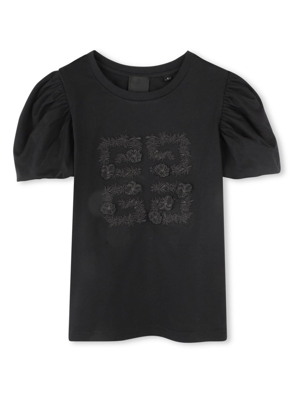 Puff-sleeve cotton T-shirt - Black