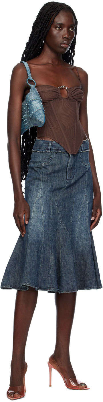 Blue Gaudí Denim Midi Skirt