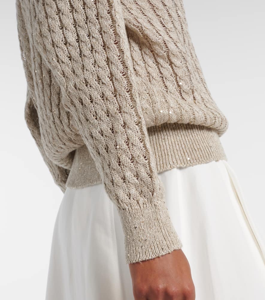 Sequined linen-blend sweater