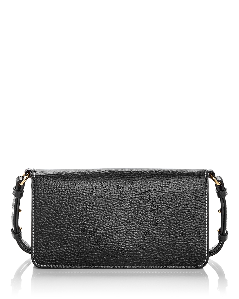 Logo-perforated crossbody bag - Black