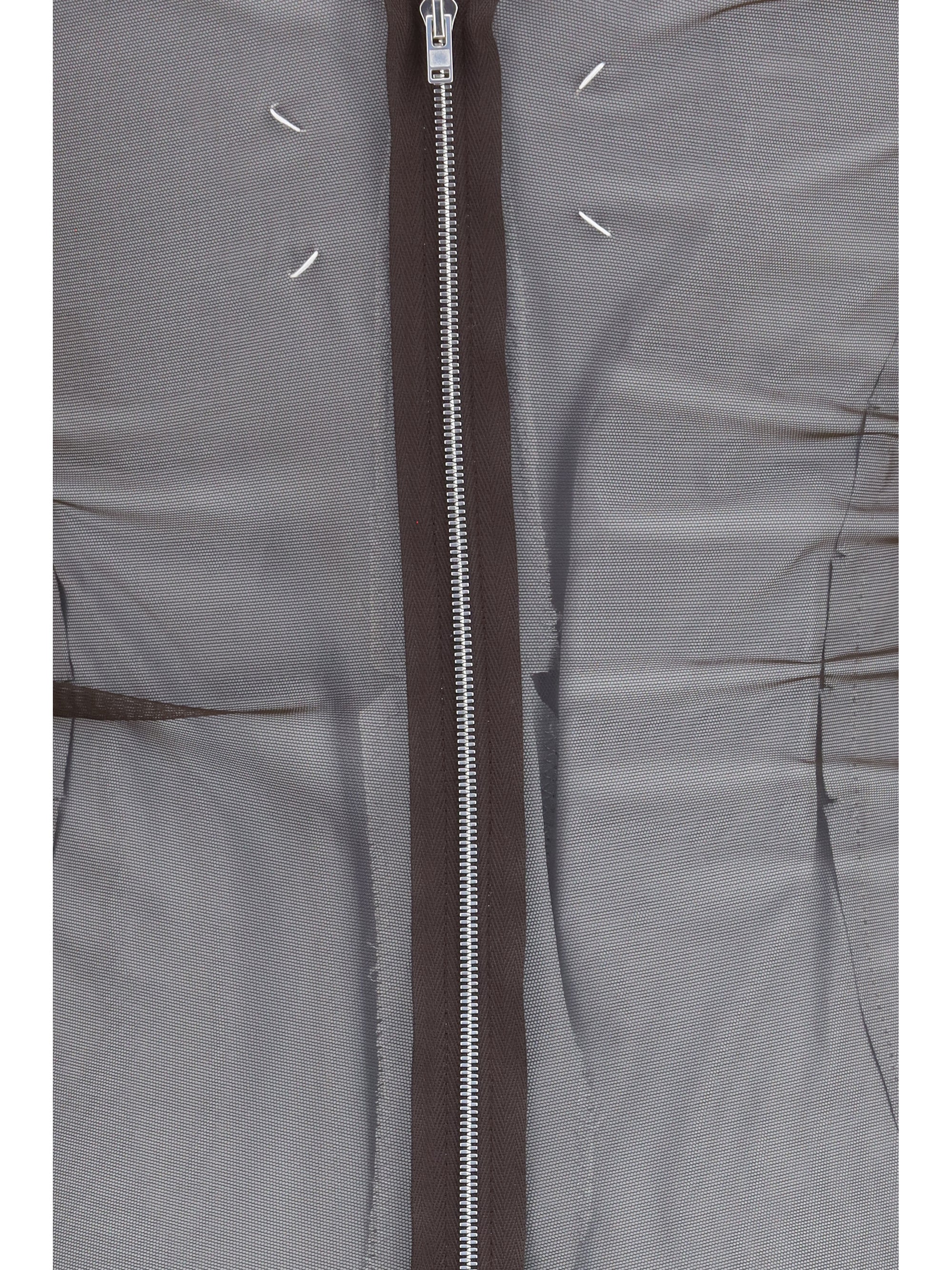 Semi-Sheer Panelled Dress — Brown