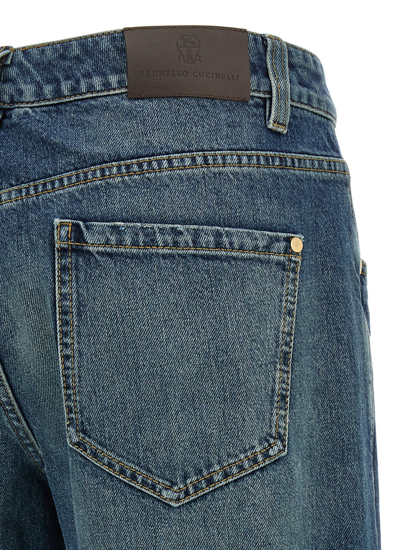 Stonewashed Denim Jeans Blue