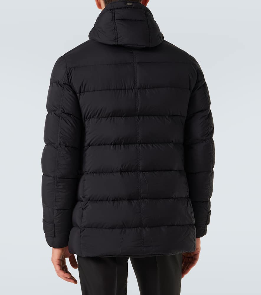 Hooded down-paneled jacket