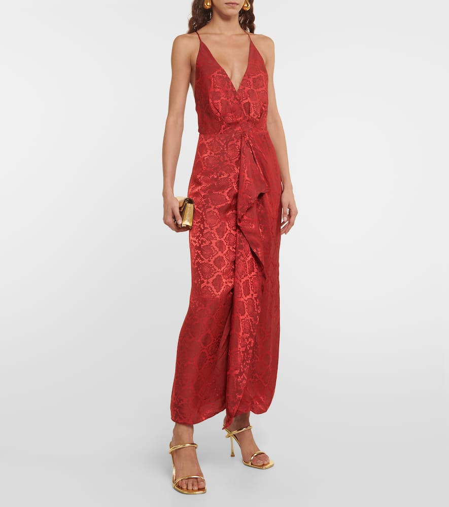 Simkhai Carmine snake-print satin maxi dress