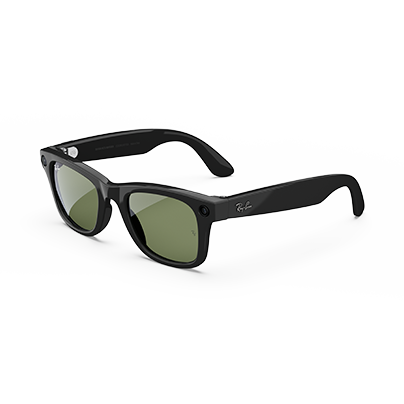 Refurbished Ray-Ban Meta Wayfarer Gen 1, Shiny Black / G15 Green, Standard, High Bridge Fit