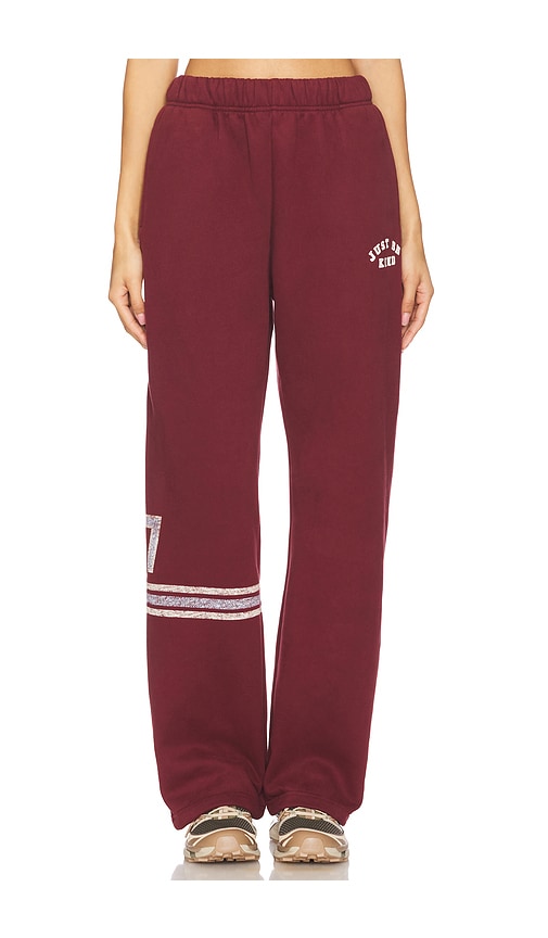 The Mayfair Group Just Be Fucking Kind Sweatpants in Burgundy.  S/M. Also in