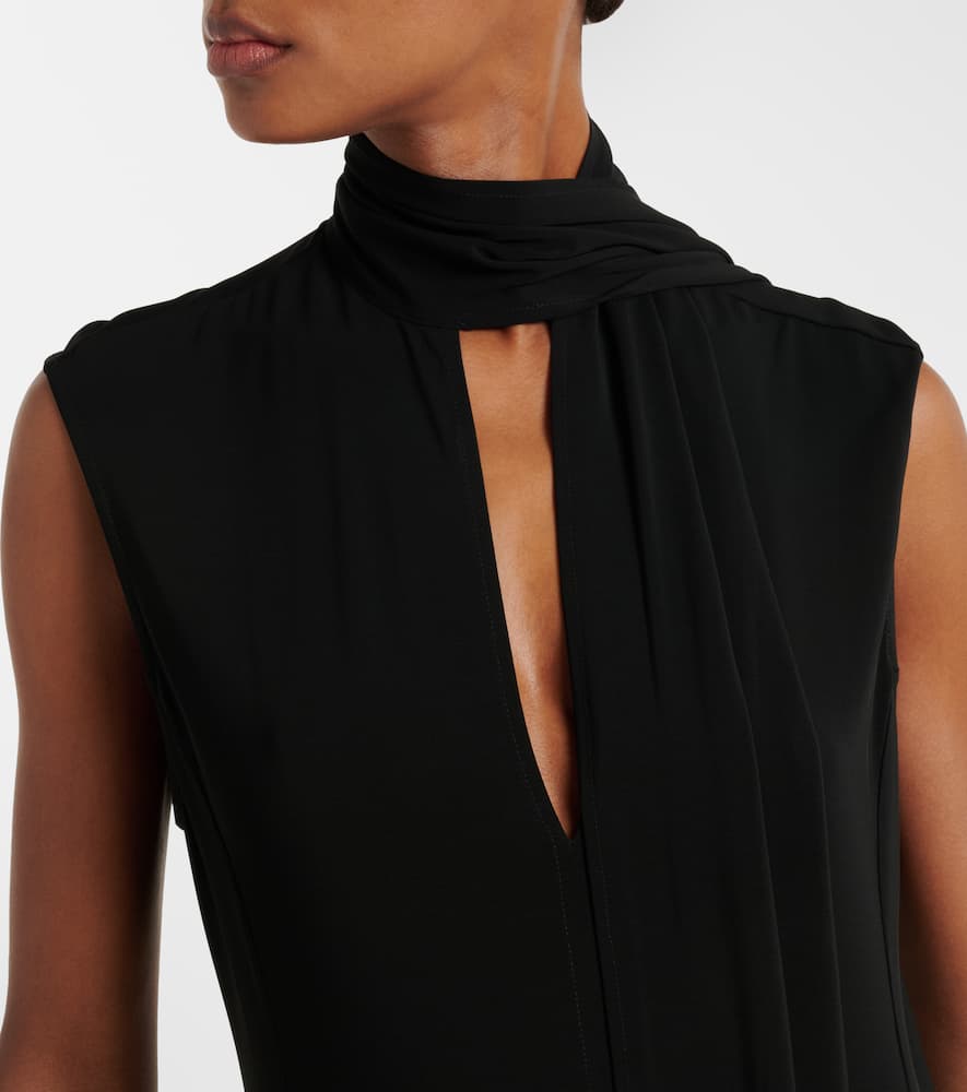 Scarf-detail jersey maxi dress