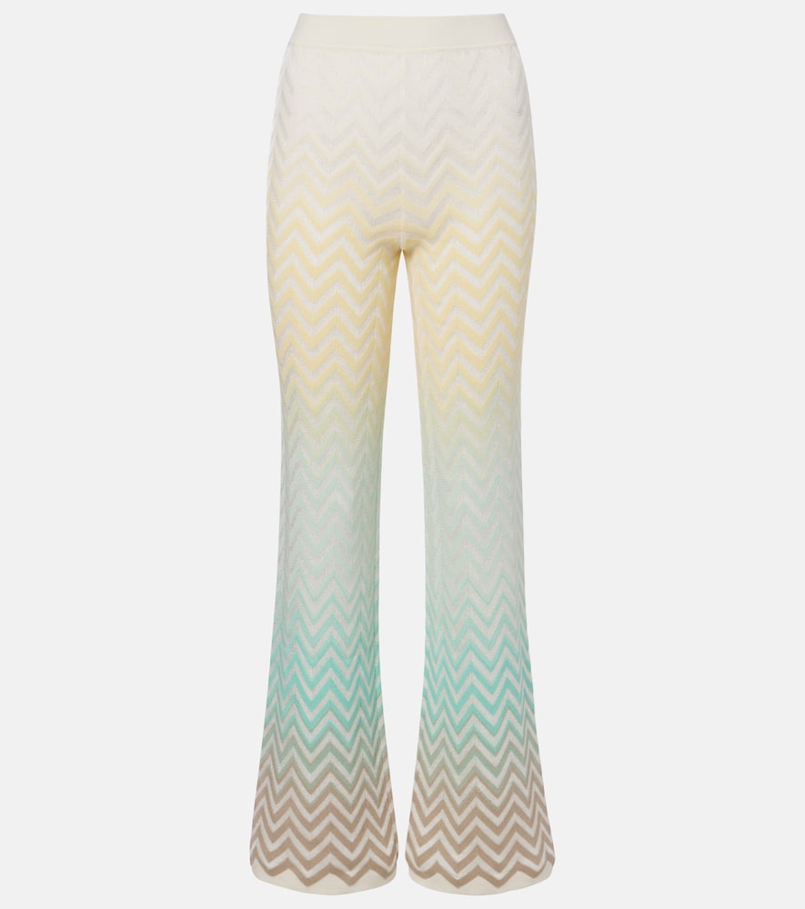 Zigzag cotton-blend flared pants