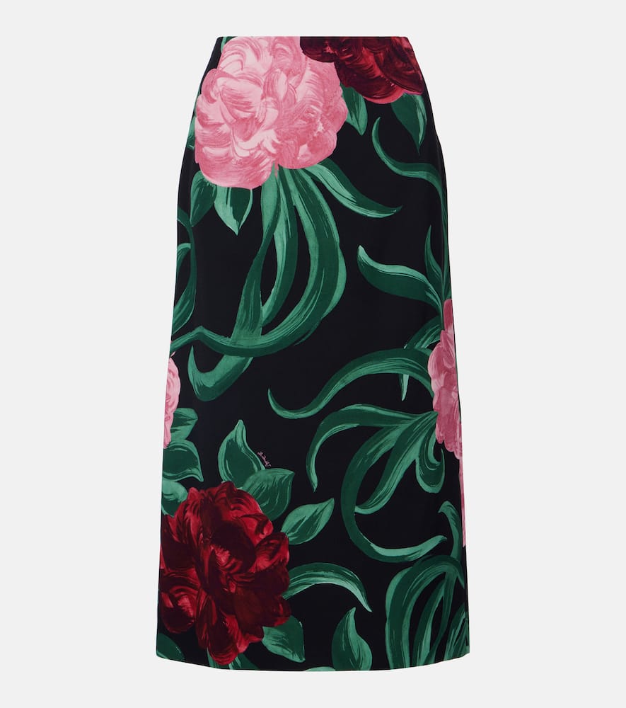 Floral satin pencil skirt
