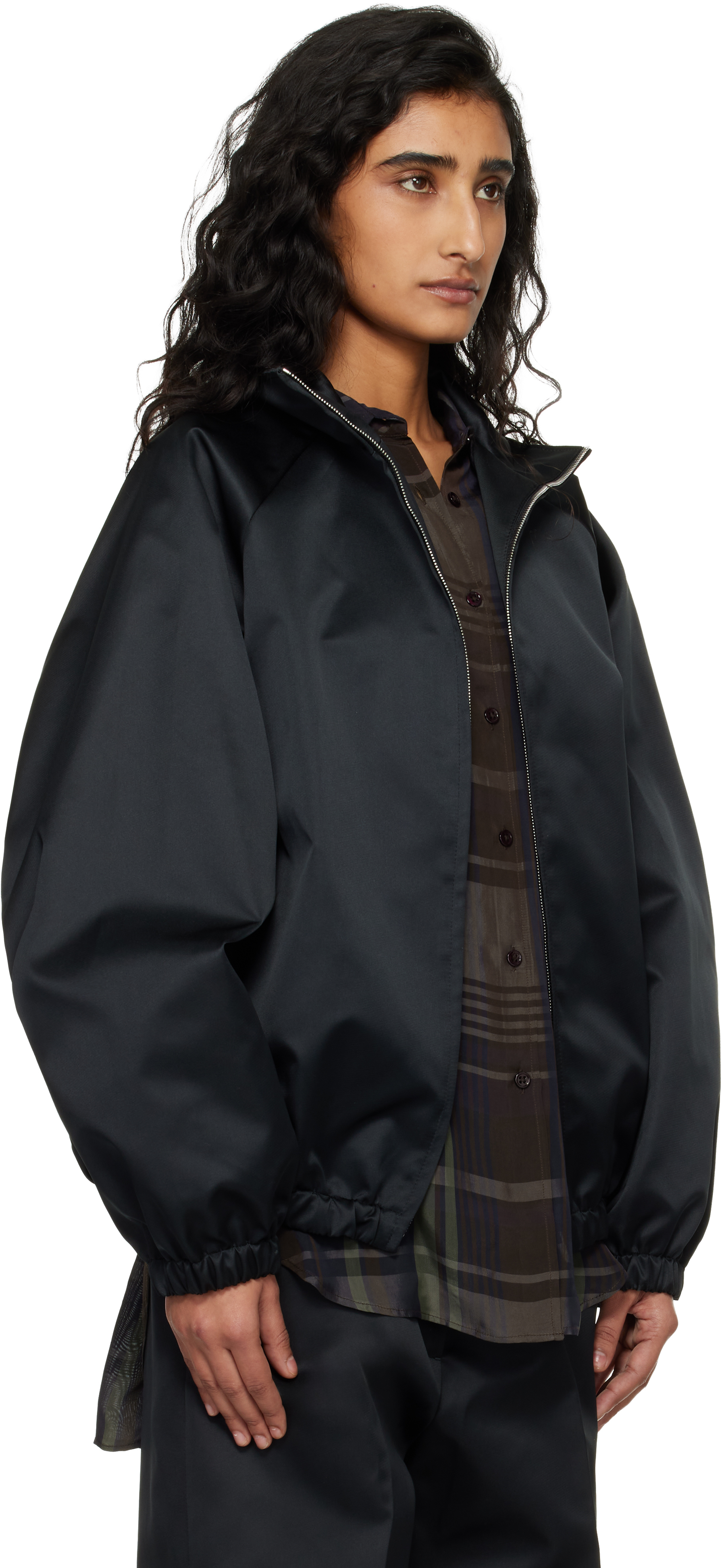 Black Baxter Satin Track Jacket