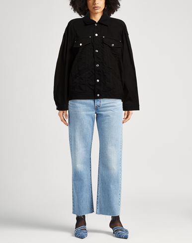 Woman Denim outerwear Black Size 4 Cotton, Elastane