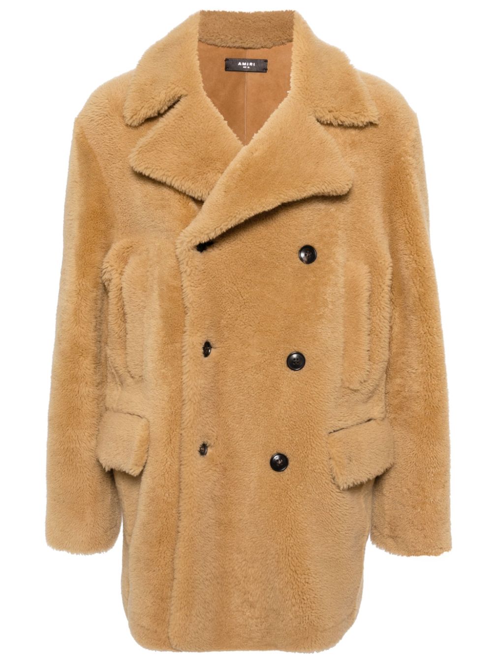 Double-breasted shearling coat - Brown