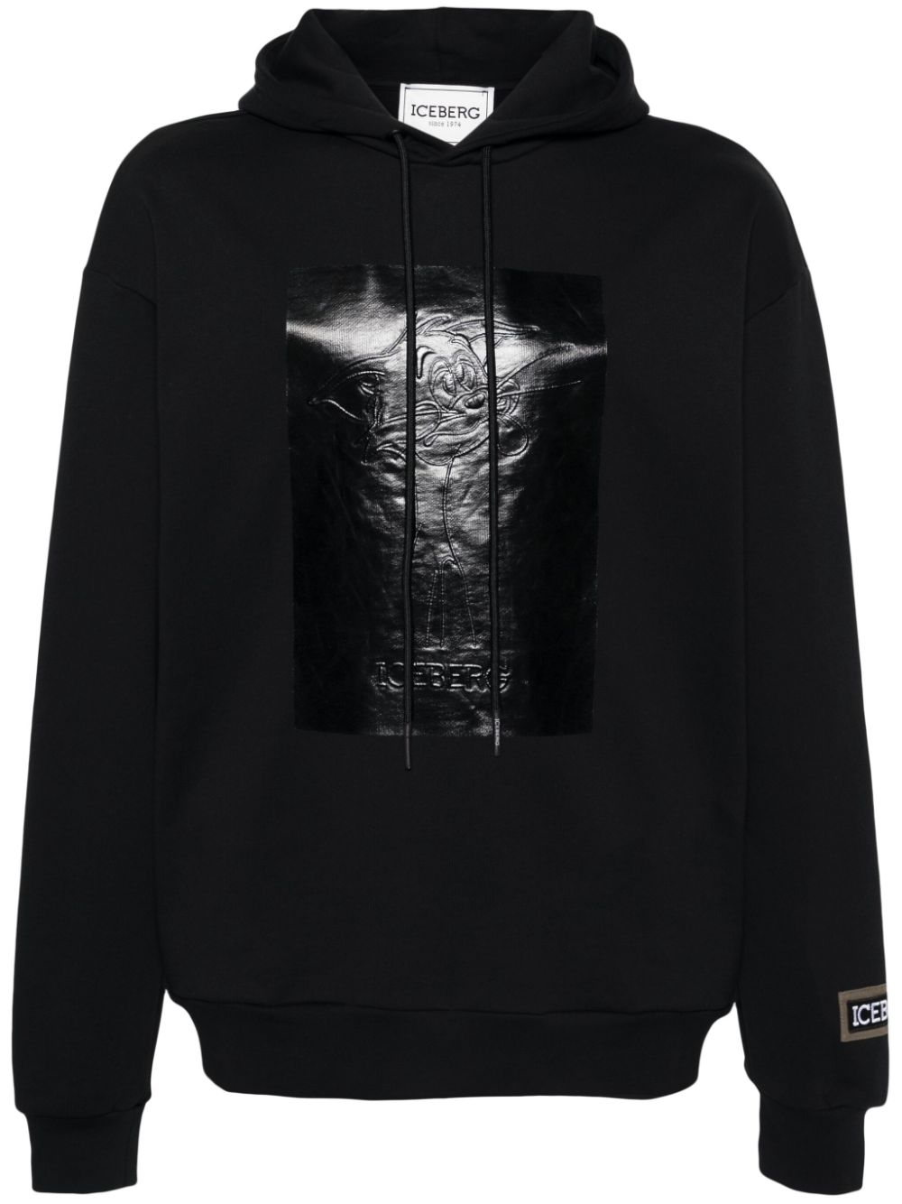 Logo-embossed hoodie - Black