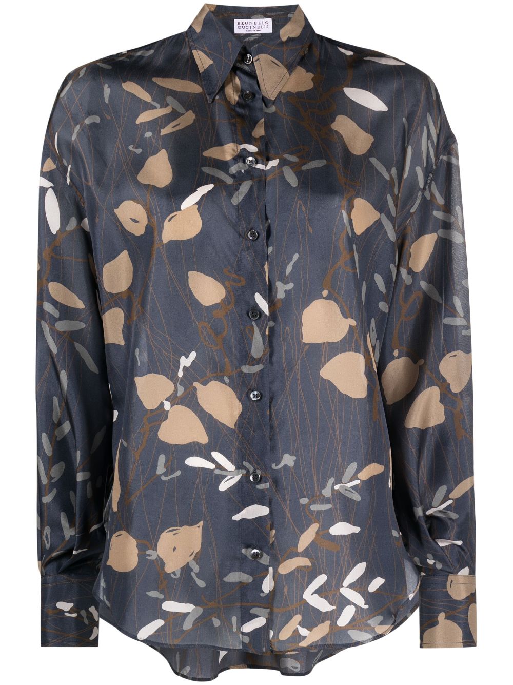 Abstract-print silk shirt - Grey