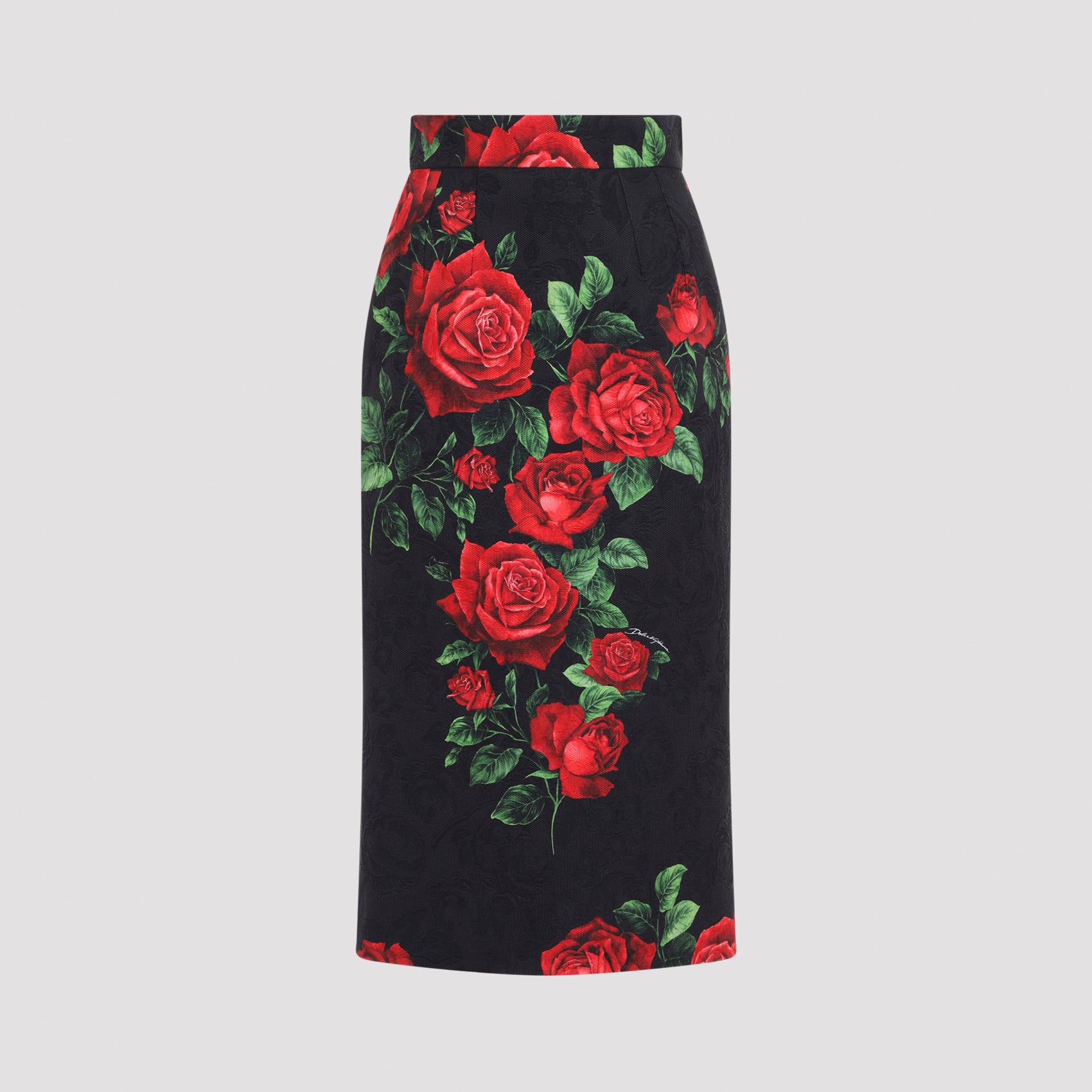 Women's Brocade-Textured Midi Skirt in Cotton-Viscose-Silk Blend