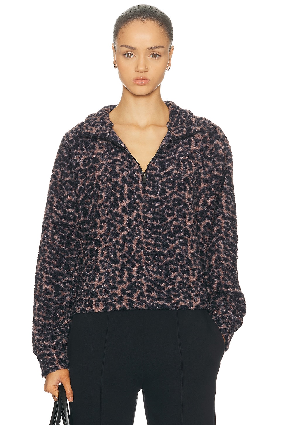 YEAR OF OURS Lucia Half Zip in Leopard - Brown. XS also in L