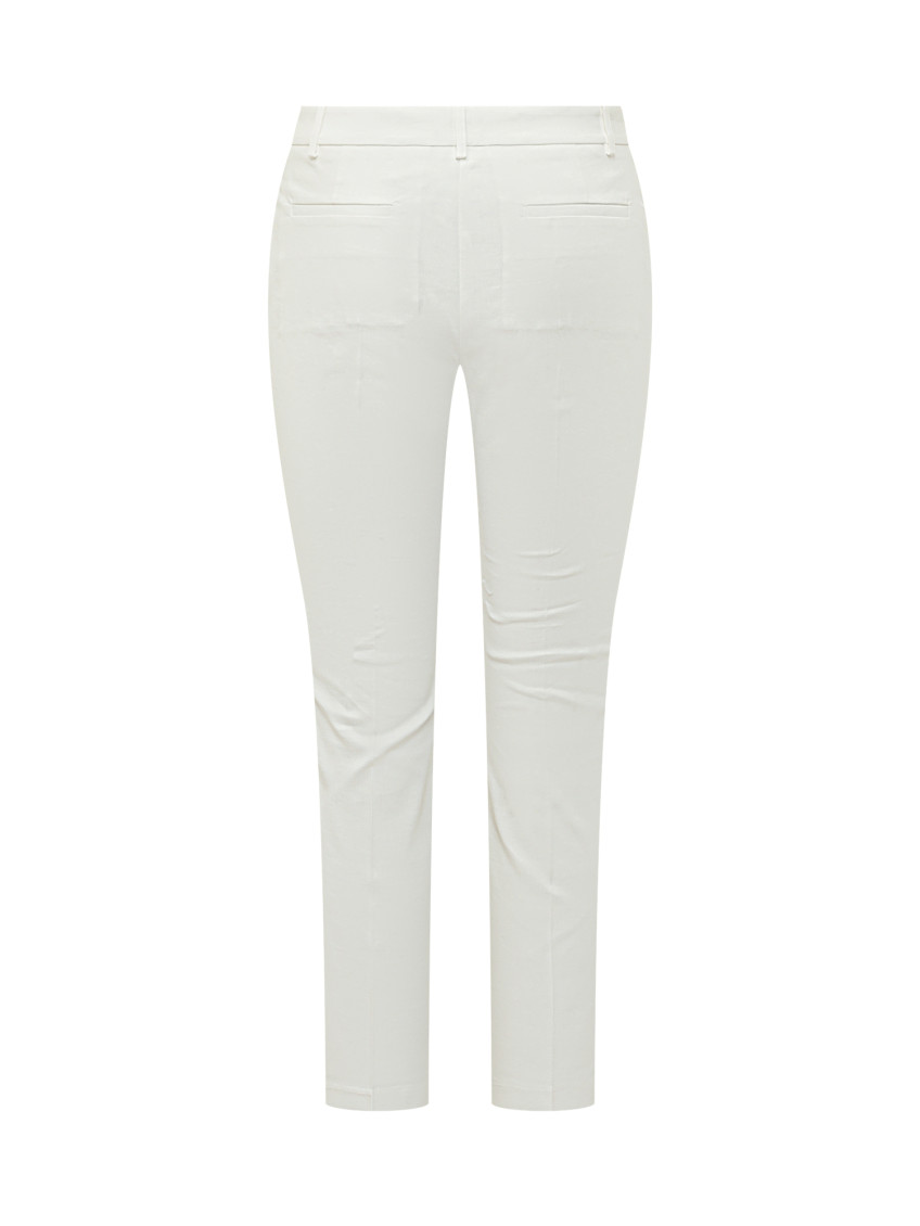 White Slim Flat Front Pants