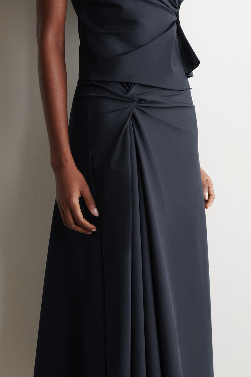 Twist-Detail Jersey Midi Skirt