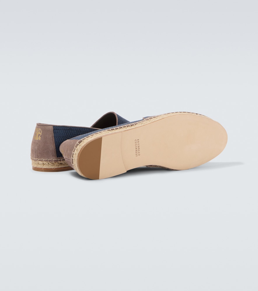 Suede-trimmed canvas espadrilles