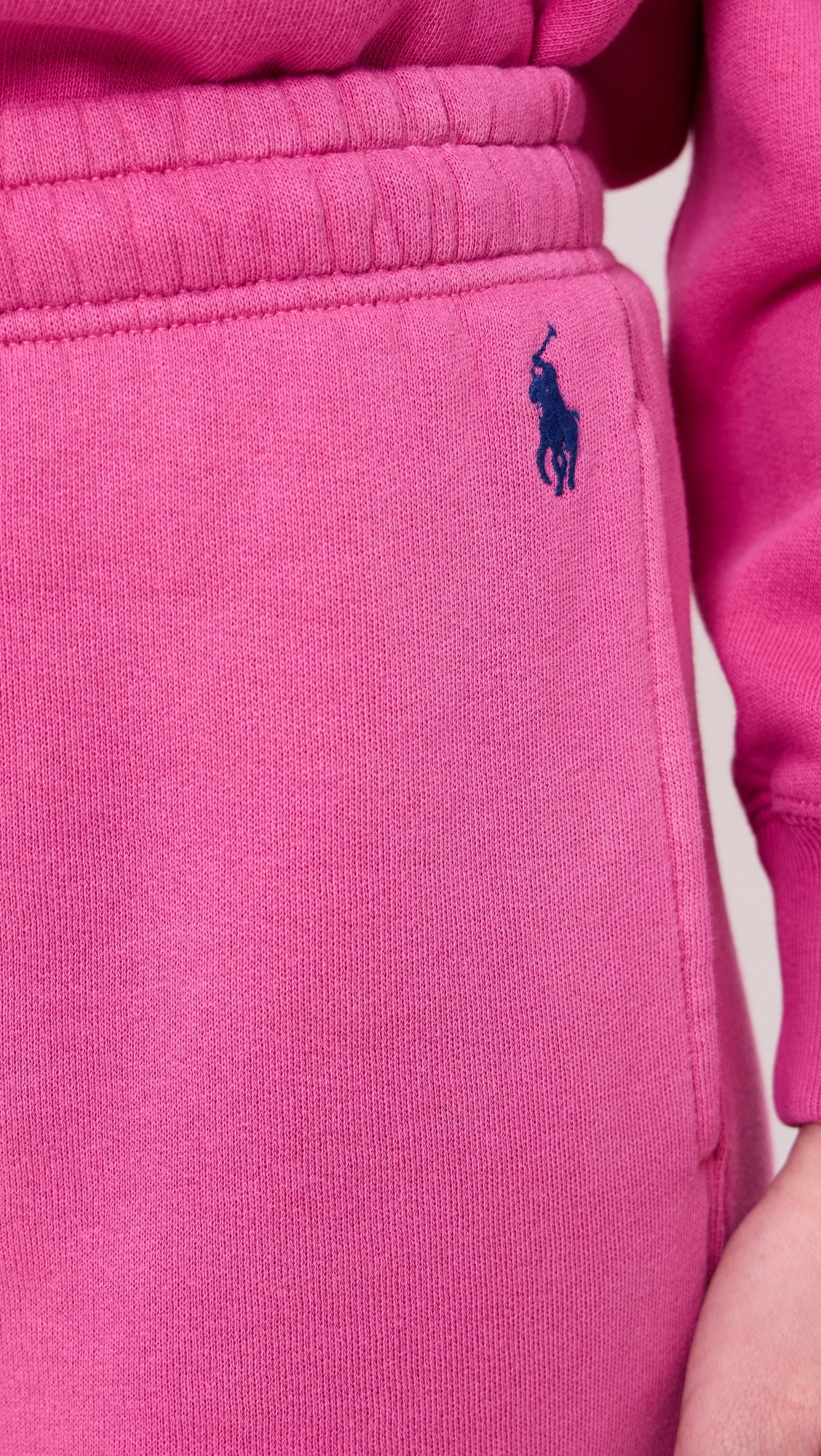Arctic Fleece Knit Ankle Jogger Pants Accent Pink