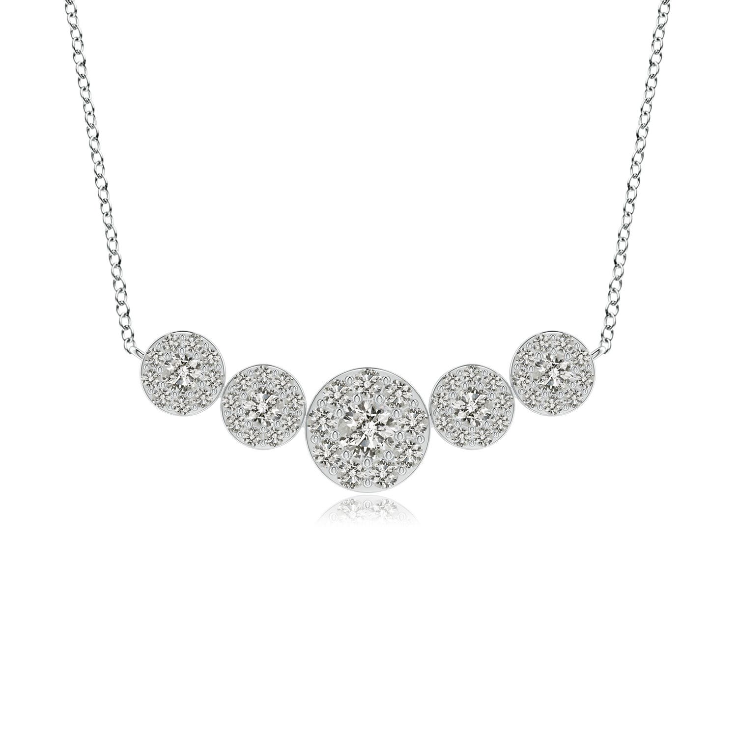Angara 0.39 Carat Graduated Five Stone Diamond Halo Necklace in 18K White Gold