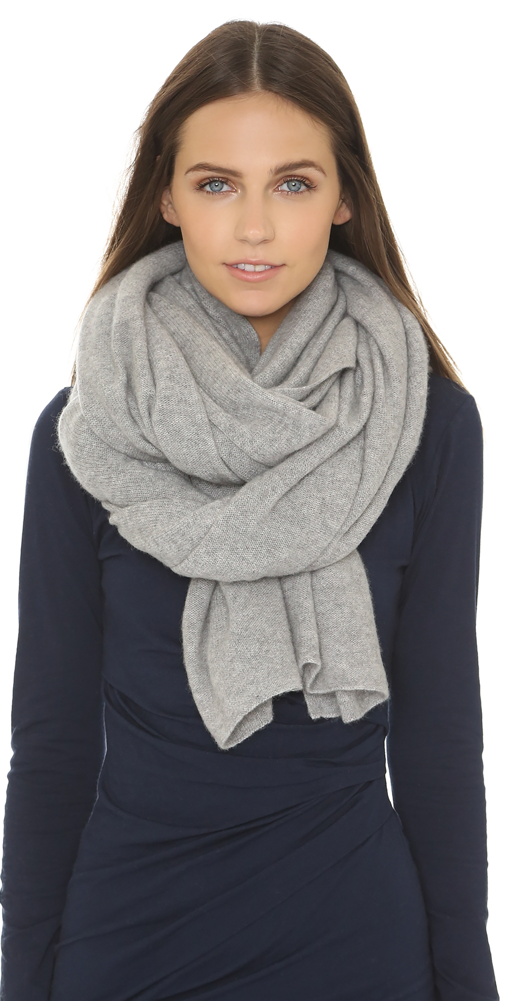 Cashmere Travel Wrap Scarf Grey Heather One Size