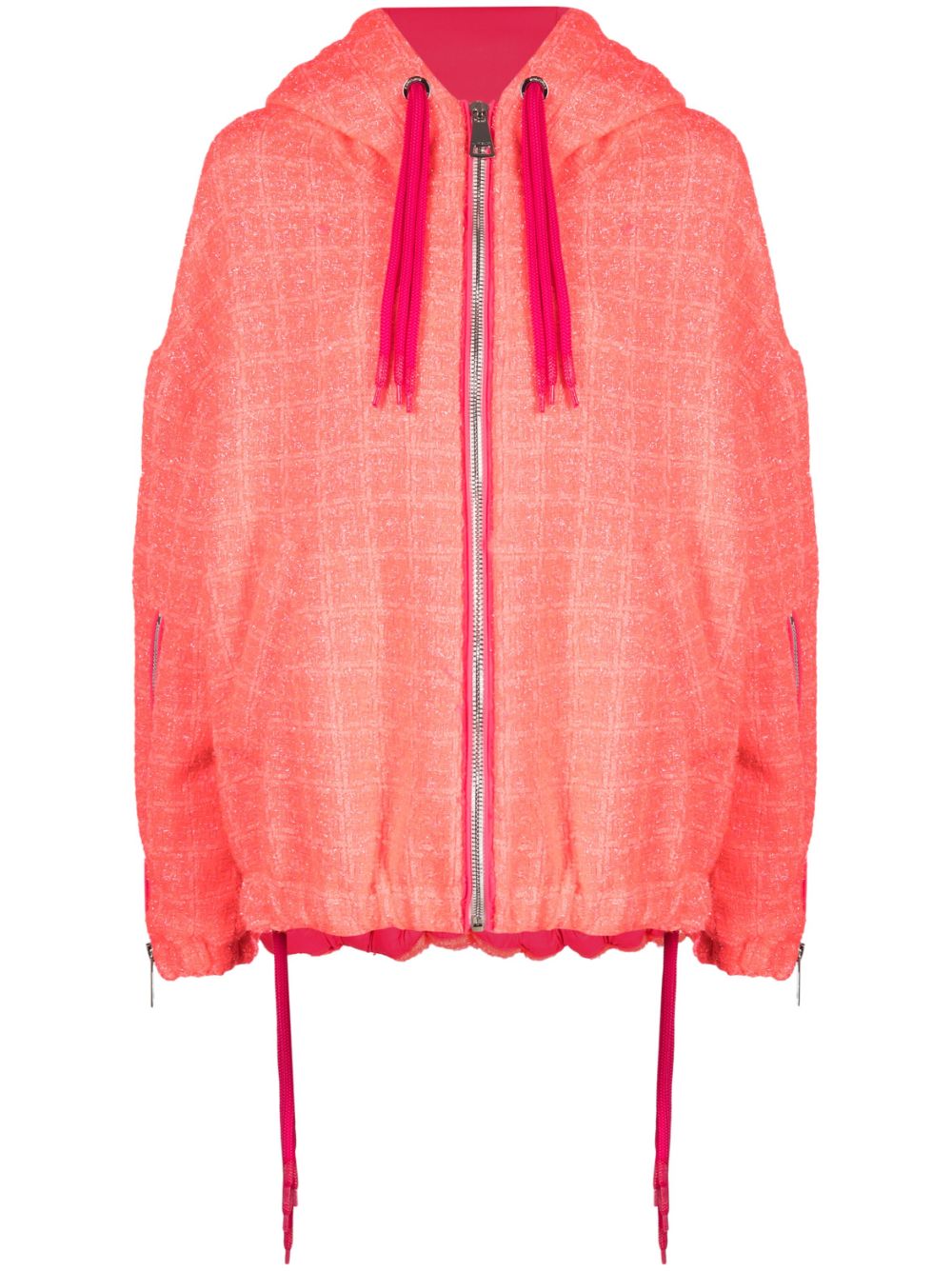 Tweed drawstring hood jacket - Pink