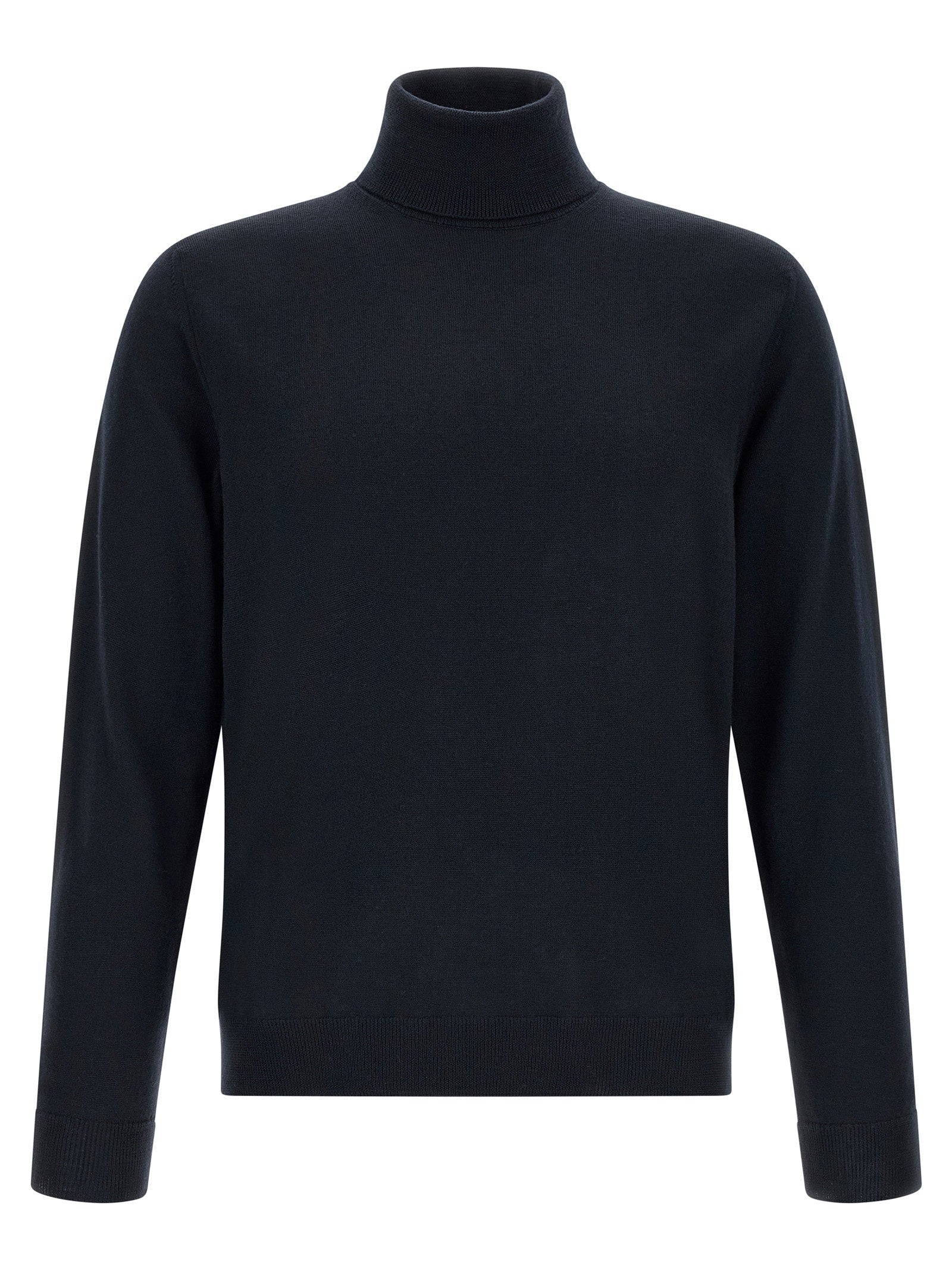 Virgin Wool Turtleneck Sweater — Navy