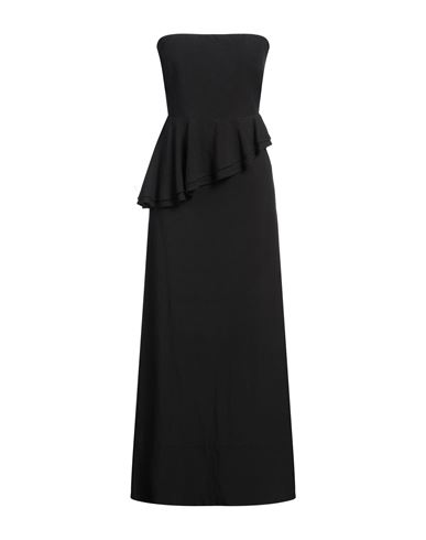 Woman Maxi dress Black Size 8 Viscose, Linen