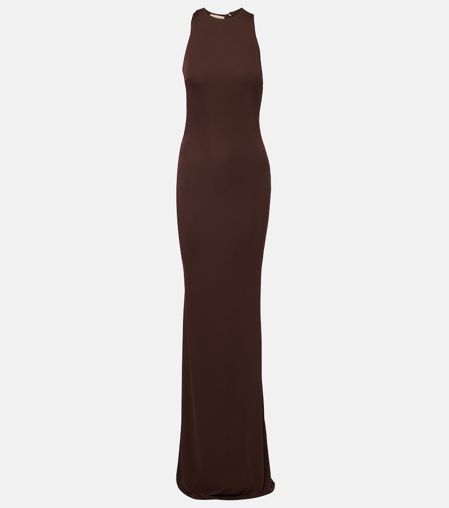 Maha beaded open-back jersey gown
