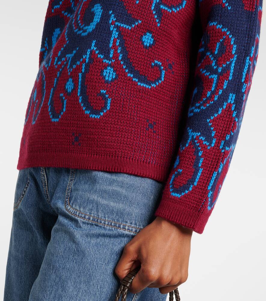 Paisley wool jacquard polo sweater