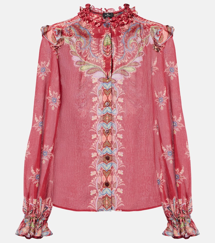 Printed crepon blouse